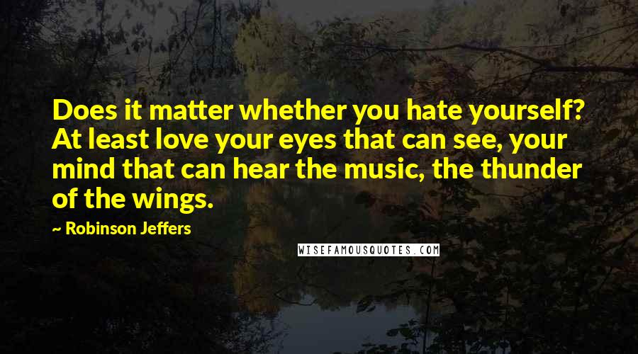 Robinson Jeffers Quotes: Does it matter whether you hate yourself? At least love your eyes that can see, your mind that can hear the music, the thunder of the wings.