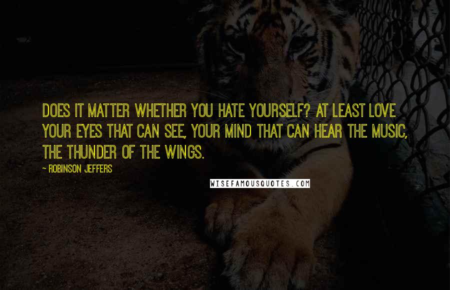 Robinson Jeffers Quotes: Does it matter whether you hate yourself? At least love your eyes that can see, your mind that can hear the music, the thunder of the wings.