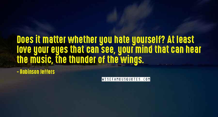 Robinson Jeffers Quotes: Does it matter whether you hate yourself? At least love your eyes that can see, your mind that can hear the music, the thunder of the wings.