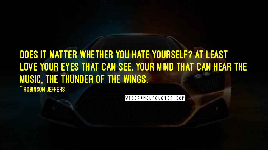 Robinson Jeffers Quotes: Does it matter whether you hate yourself? At least love your eyes that can see, your mind that can hear the music, the thunder of the wings.