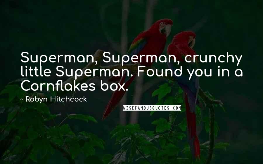 Robyn Hitchcock Quotes: Superman, Superman, crunchy little Superman. Found you in a Cornflakes box.
