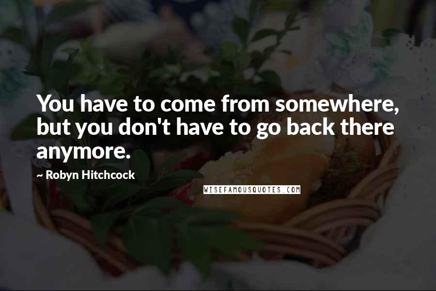 Robyn Hitchcock Quotes: You have to come from somewhere, but you don't have to go back there anymore.