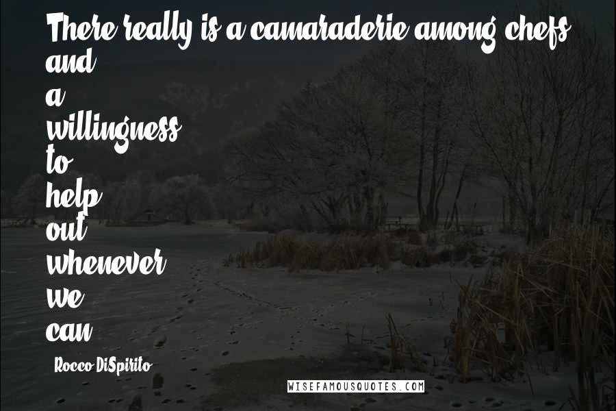 Rocco DiSpirito Quotes: There really is a camaraderie among chefs and a willingness to help out whenever we can.