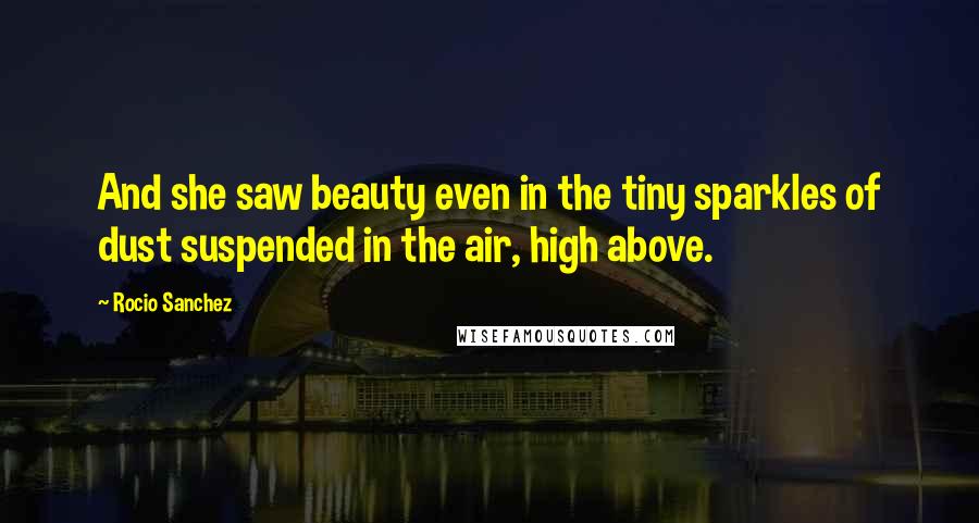 Rocio Sanchez Quotes: And she saw beauty even in the tiny sparkles of dust suspended in the air, high above.