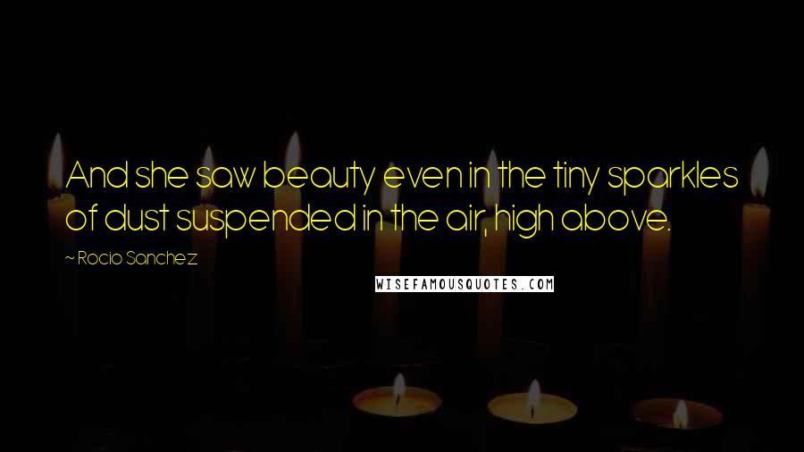 Rocio Sanchez Quotes: And she saw beauty even in the tiny sparkles of dust suspended in the air, high above.