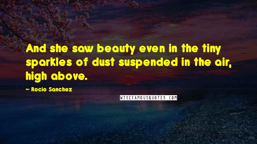 Rocio Sanchez Quotes: And she saw beauty even in the tiny sparkles of dust suspended in the air, high above.