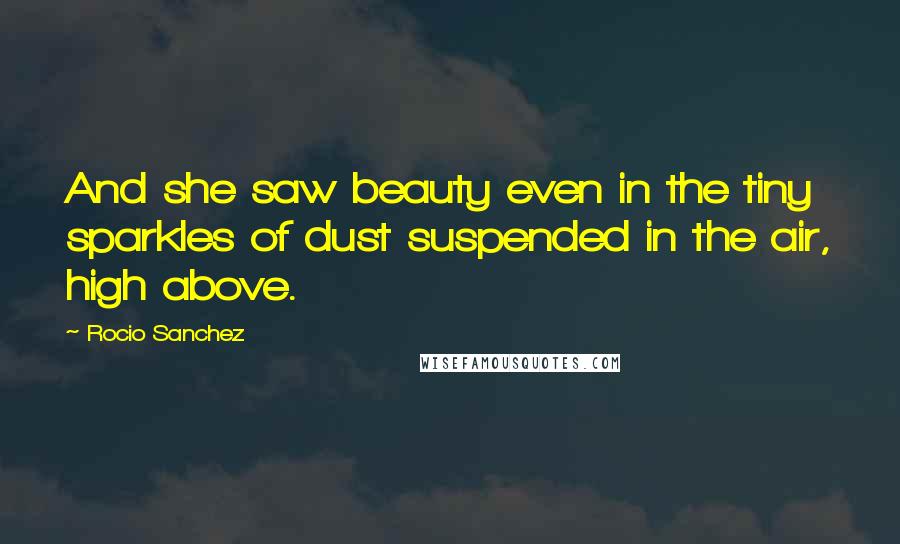Rocio Sanchez Quotes: And she saw beauty even in the tiny sparkles of dust suspended in the air, high above.