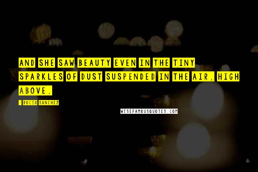 Rocio Sanchez Quotes: And she saw beauty even in the tiny sparkles of dust suspended in the air, high above.