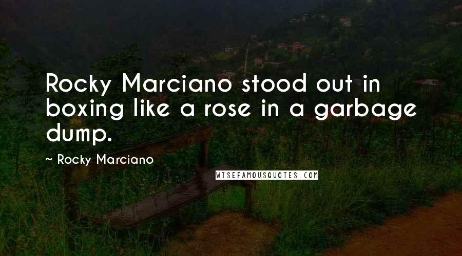 Rocky Marciano Quotes: Rocky Marciano stood out in boxing like a rose in a garbage dump.