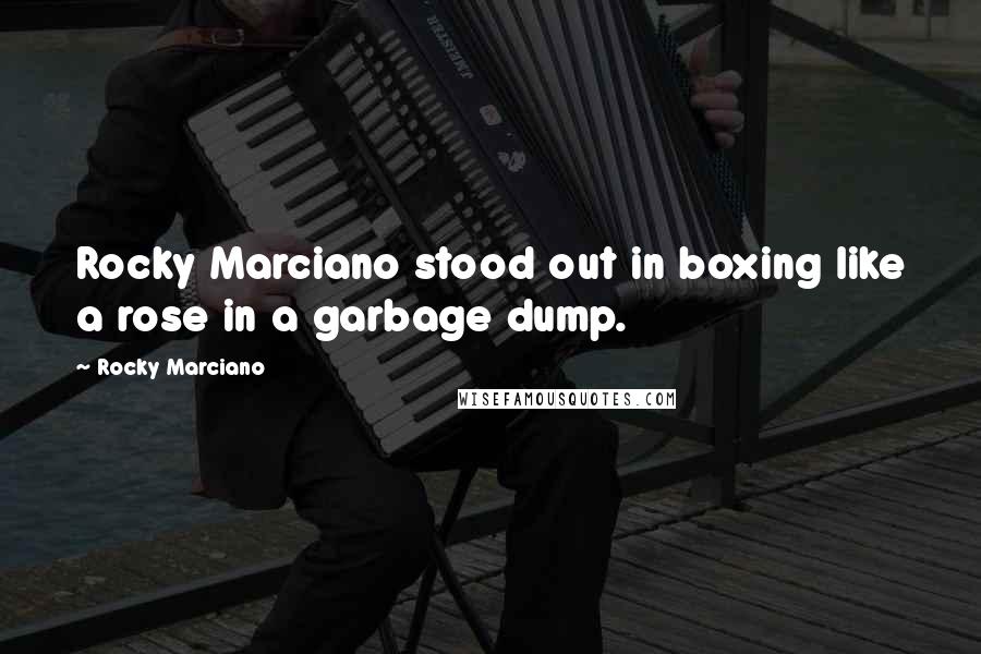 Rocky Marciano Quotes: Rocky Marciano stood out in boxing like a rose in a garbage dump.