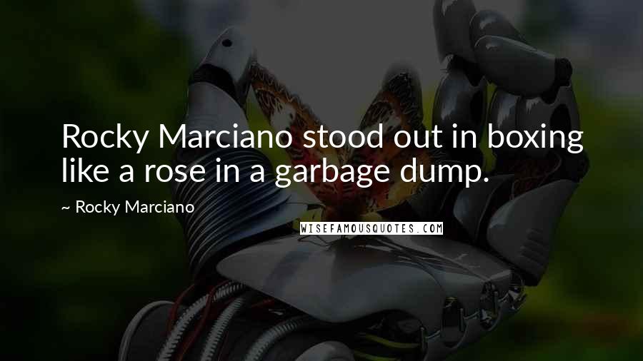Rocky Marciano Quotes: Rocky Marciano stood out in boxing like a rose in a garbage dump.