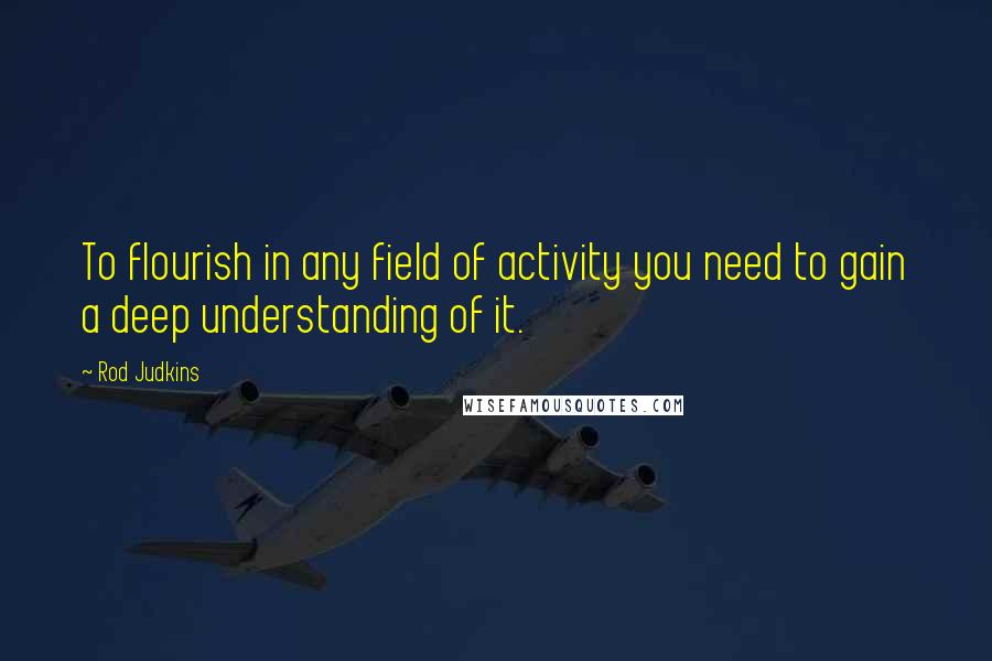 Rod Judkins Quotes: To flourish in any field of activity you need to gain a deep understanding of it.