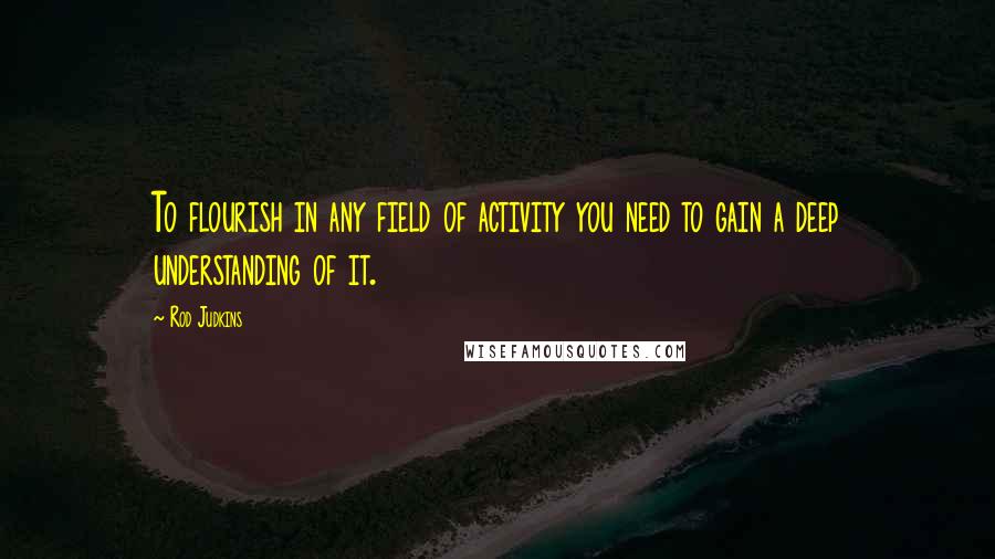 Rod Judkins Quotes: To flourish in any field of activity you need to gain a deep understanding of it.