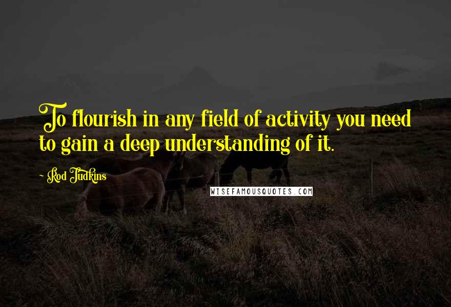 Rod Judkins Quotes: To flourish in any field of activity you need to gain a deep understanding of it.