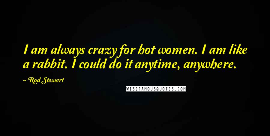 Rod Stewart Quotes: I am always crazy for hot women. I am like a rabbit. I could do it anytime, anywhere.