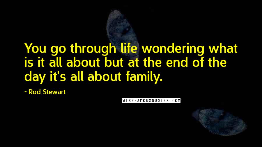 Rod Stewart Quotes: You go through life wondering what is it all about but at the end of the day it's all about family.