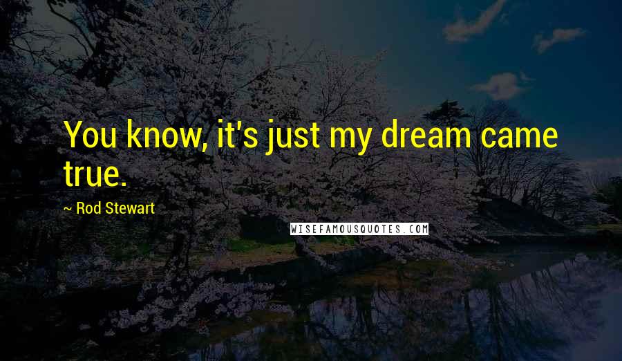 Rod Stewart Quotes: You know, it's just my dream came true.