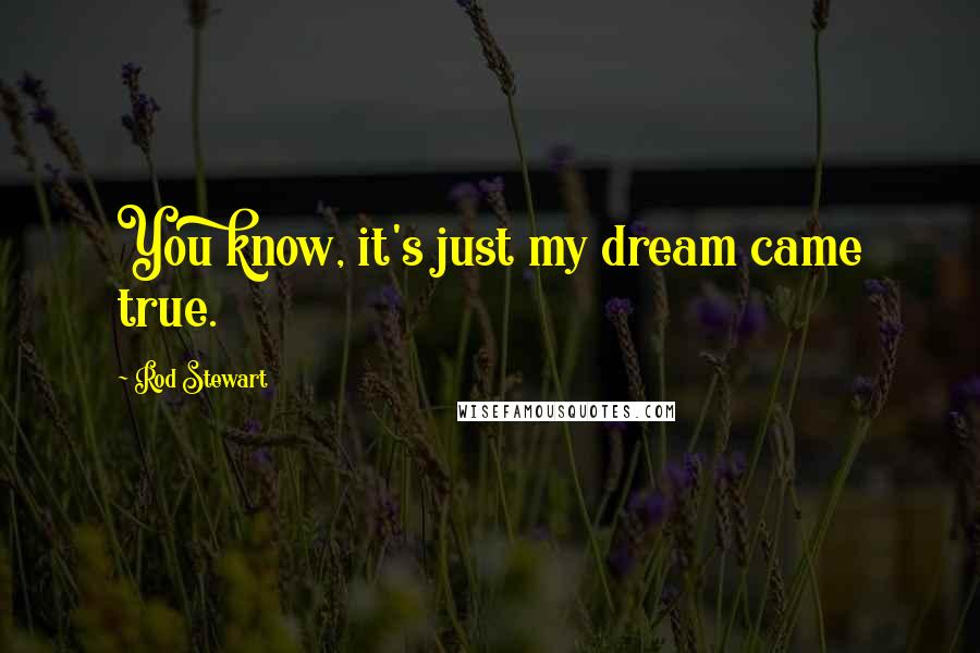 Rod Stewart Quotes: You know, it's just my dream came true.