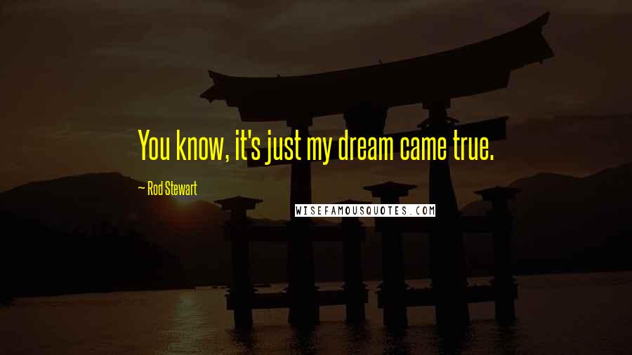 Rod Stewart Quotes: You know, it's just my dream came true.