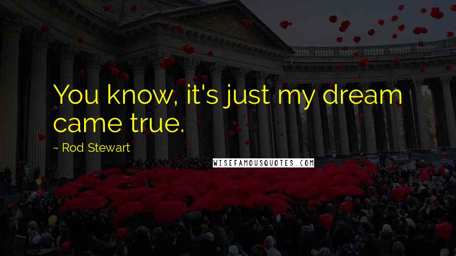 Rod Stewart Quotes: You know, it's just my dream came true.