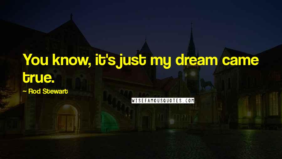 Rod Stewart Quotes: You know, it's just my dream came true.