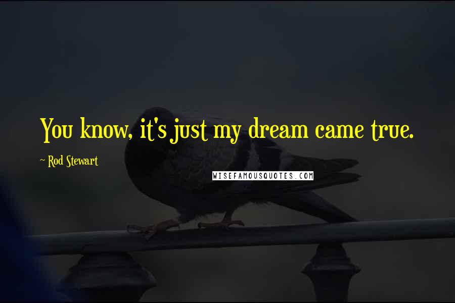 Rod Stewart Quotes: You know, it's just my dream came true.