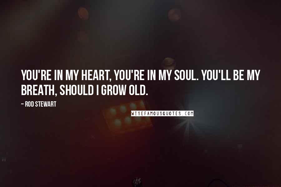 Rod Stewart Quotes: You're in my heart, you're in my soul. You'll be my breath, should I grow old.