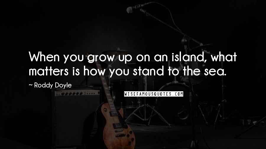 Roddy Doyle Quotes: When you grow up on an island, what matters is how you stand to the sea.