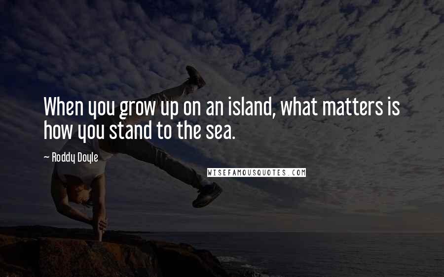 Roddy Doyle Quotes: When you grow up on an island, what matters is how you stand to the sea.