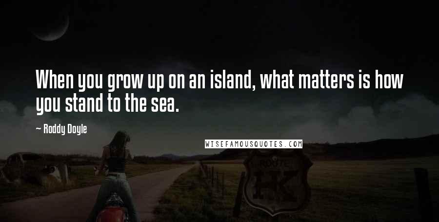 Roddy Doyle Quotes: When you grow up on an island, what matters is how you stand to the sea.