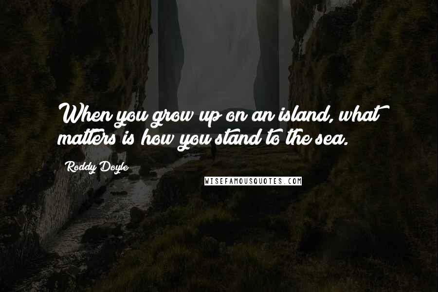 Roddy Doyle Quotes: When you grow up on an island, what matters is how you stand to the sea.