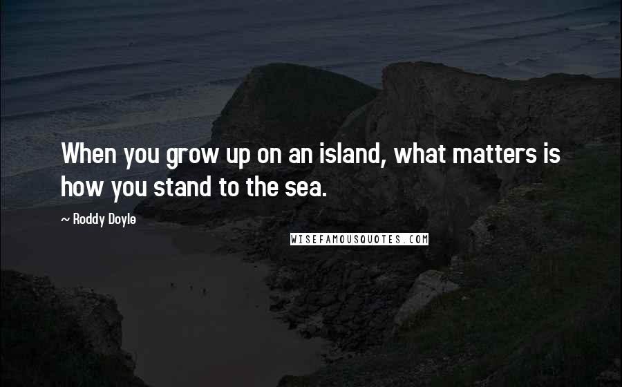 Roddy Doyle Quotes: When you grow up on an island, what matters is how you stand to the sea.