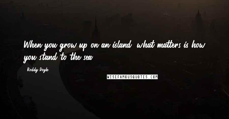 Roddy Doyle Quotes: When you grow up on an island, what matters is how you stand to the sea.