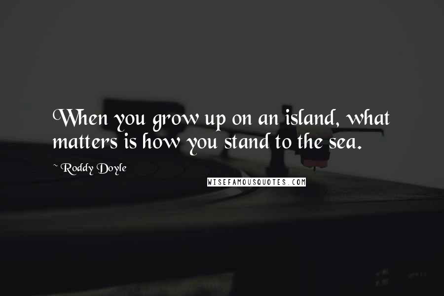 Roddy Doyle Quotes: When you grow up on an island, what matters is how you stand to the sea.