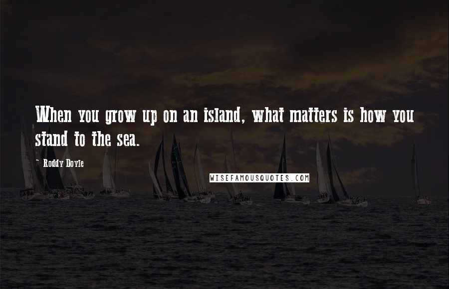 Roddy Doyle Quotes: When you grow up on an island, what matters is how you stand to the sea.