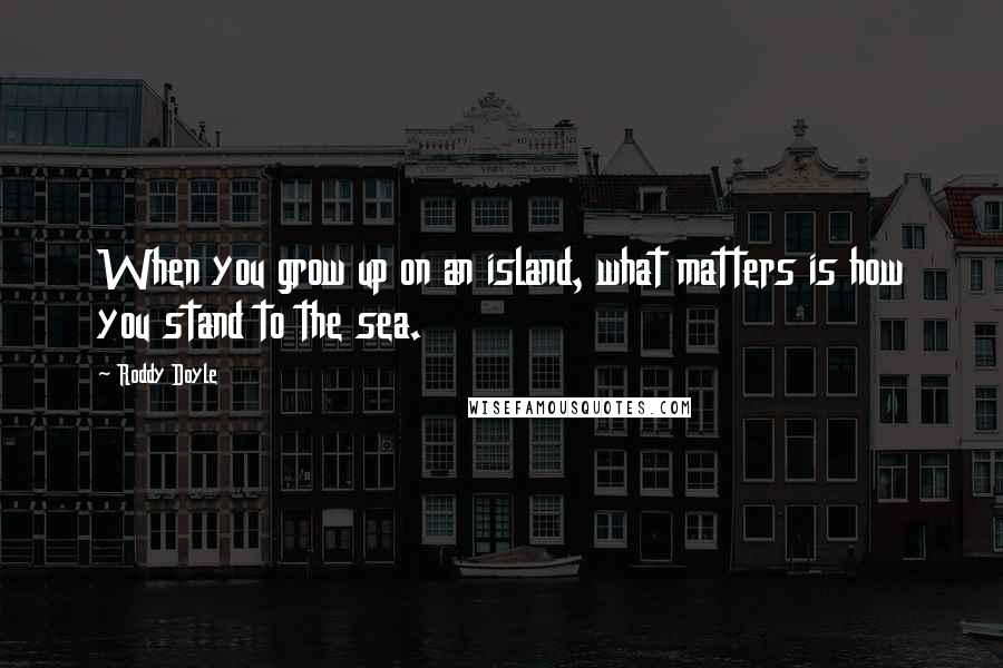Roddy Doyle Quotes: When you grow up on an island, what matters is how you stand to the sea.