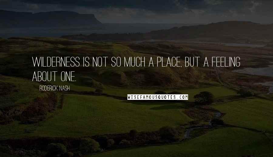 Roderick Nash Quotes: Wilderness is not so much a place, but a feeling about one.