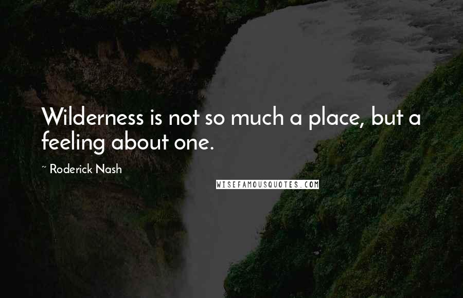 Roderick Nash Quotes: Wilderness is not so much a place, but a feeling about one.