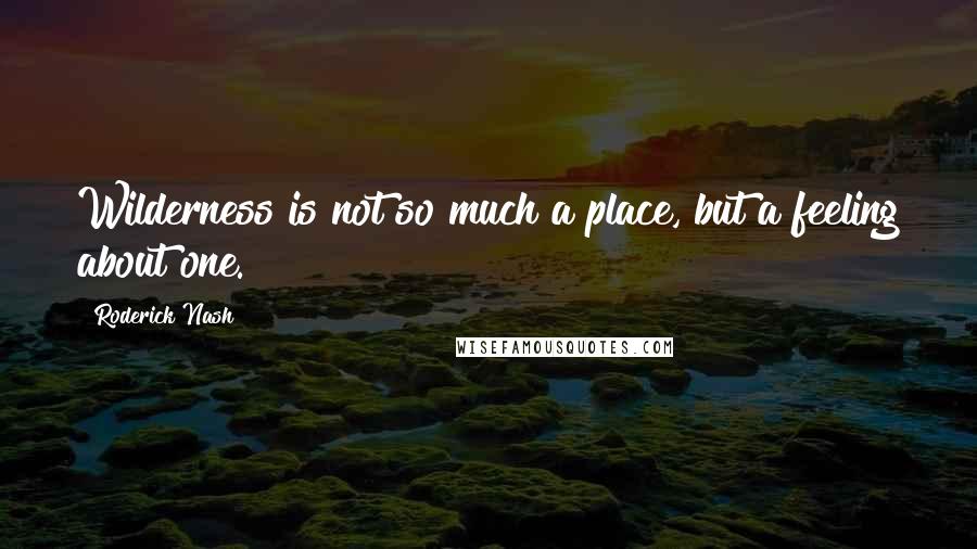 Roderick Nash Quotes: Wilderness is not so much a place, but a feeling about one.