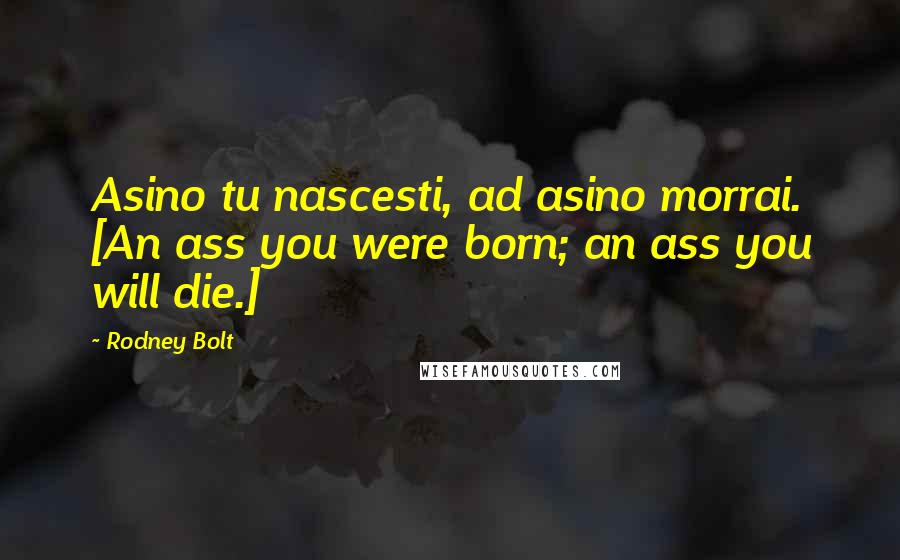 Rodney Bolt Quotes: Asino tu nascesti, ad asino morrai. [An ass you were born; an ass you will die.]