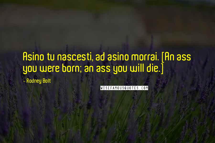 Rodney Bolt Quotes: Asino tu nascesti, ad asino morrai. [An ass you were born; an ass you will die.]