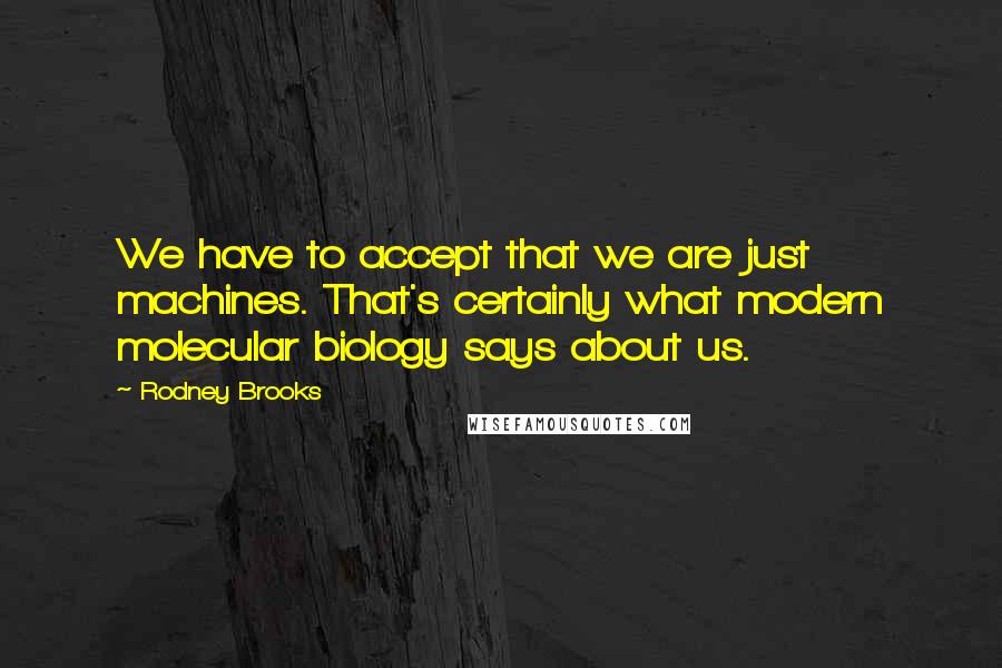 Rodney Brooks Quotes: We have to accept that we are just machines. That's certainly what modern molecular biology says about us.