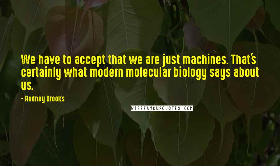 Rodney Brooks Quotes: We have to accept that we are just machines. That's certainly what modern molecular biology says about us.