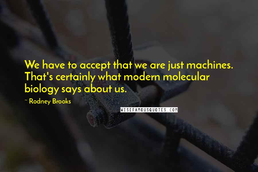 Rodney Brooks Quotes: We have to accept that we are just machines. That's certainly what modern molecular biology says about us.