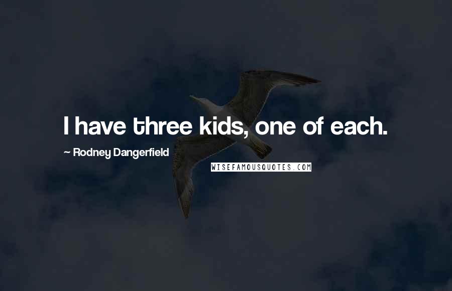 Rodney Dangerfield Quotes: I have three kids, one of each.