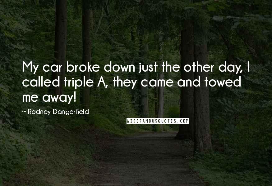 Rodney Dangerfield Quotes: My car broke down just the other day, I called triple A, they came and towed me away!