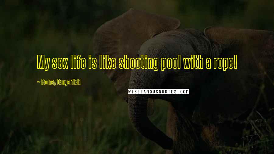 Rodney Dangerfield Quotes: My sex life is like shooting pool with a rope!