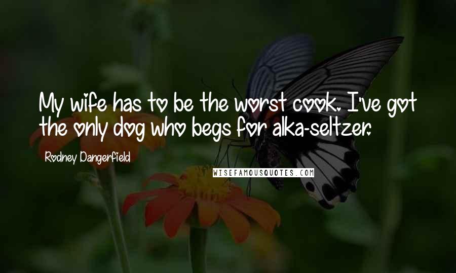 Rodney Dangerfield Quotes: My wife has to be the worst cook. I've got the only dog who begs for alka-seltzer.