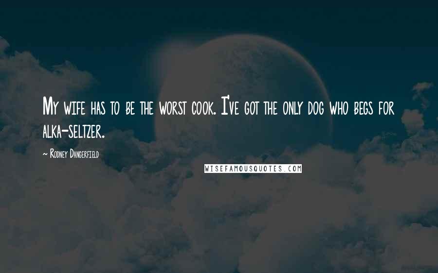 Rodney Dangerfield Quotes: My wife has to be the worst cook. I've got the only dog who begs for alka-seltzer.