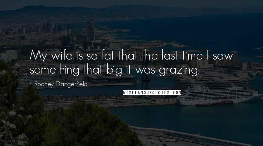 Rodney Dangerfield Quotes: My wife is so fat that the last time I saw something that big it was grazing.